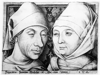 Porträtt av Israhel van Meckenem och hans hustru Ida, c.1490